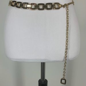 Vintage St. John Adjustable Gold Chain Belt with Signature Charm